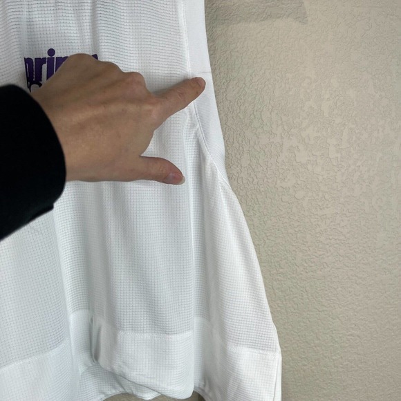 Ganni Bright White Tank Crop Top Large Prince Edition Active Mesh Asymmetric Hem - Picture 7 of 11